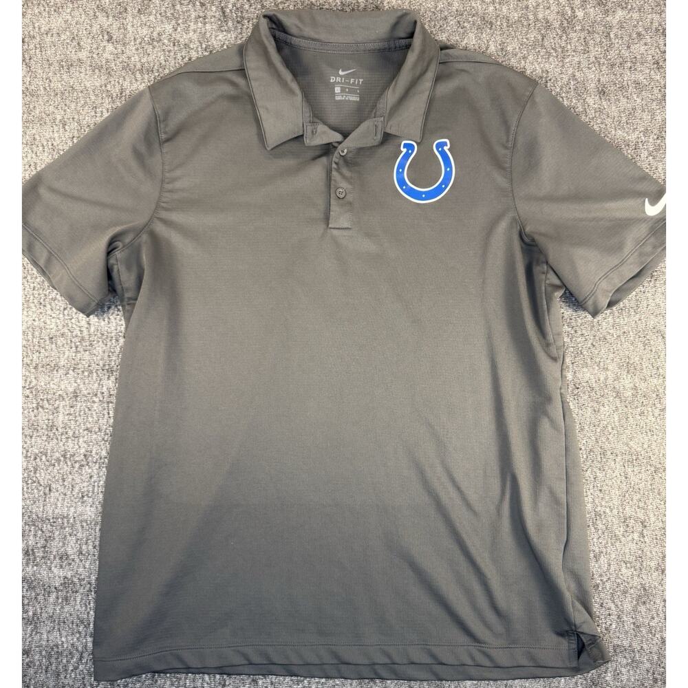 Mens Charcoal Gray Nike Dri Fit Indianapolis Colts Short Sleeve Polo Shirt Large